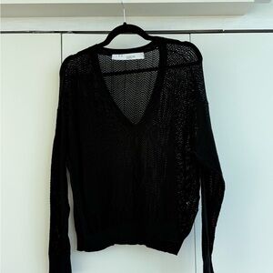 IRO Paris Umada Lightweight Black Mesh V-Neck Black Knit Sweater